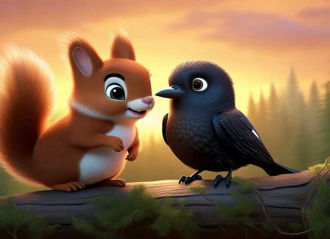 儿童故事小松鼠与小乌鸦 - 睡前故事小松鼠与小乌鸦
