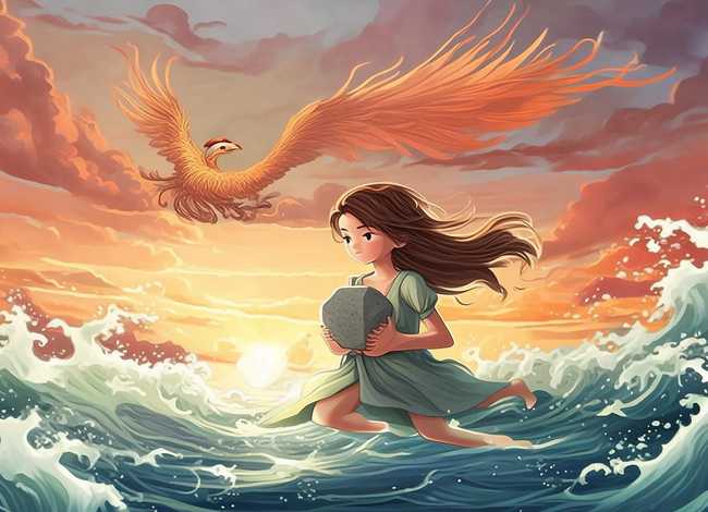 神话故事四年级画画精卫填海简单（神话手抄报简单又漂亮 四年级精卫填海）