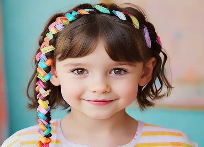 儿童短发编发发型图片，儿童短发编发发型图片女