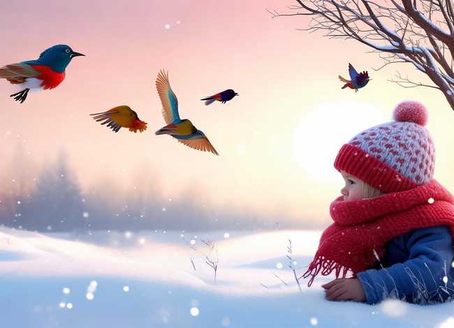 冬天的早晨儿童故事 - 冬天的早晨儿童画