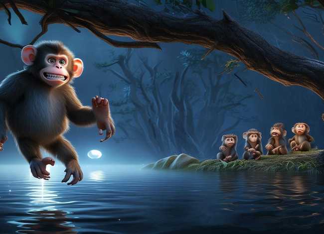 儿童故事大全猴子捞月，睡前故事幼儿故事大全猴子捞月亮