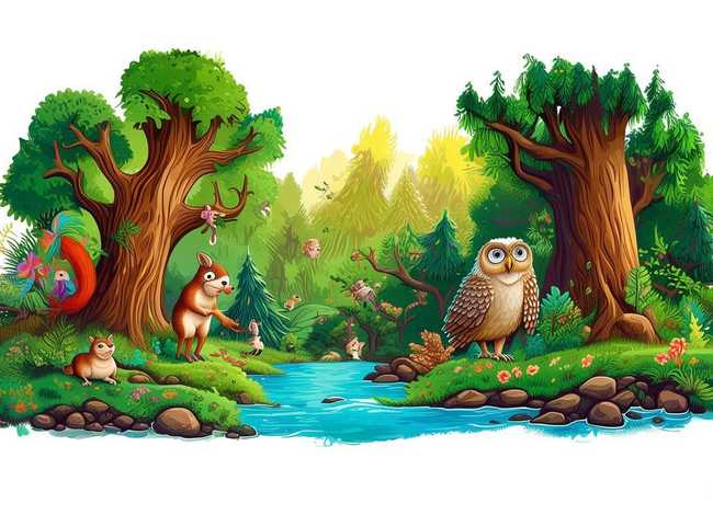 森林的故事简笔画（森林里的故事简笔画有颜色的）