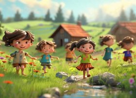乡村儿童生活图片；乡村儿童生活图片卡通