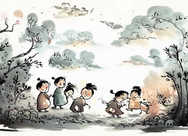 儿童水墨画神话故事；水墨画绘本故事