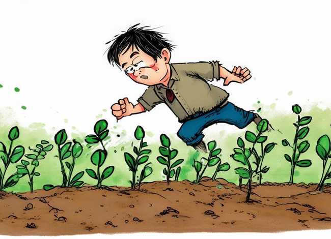 小学生成语故事(简短)拔苗助长的简笔画；拔苗助长成语故事的绘画大全