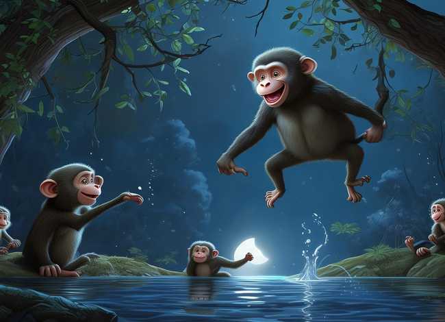 儿童故事大全猴子捞月，睡前故事幼儿故事大全猴子捞月亮
