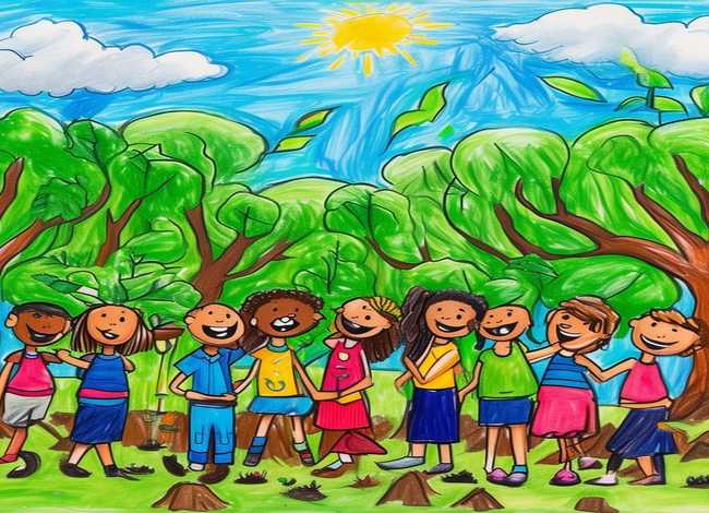 植树节儿童画，植树节儿童画一等奖