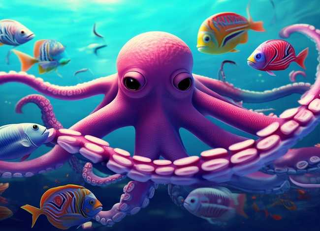 儿童故事鲸鱼和章鱼，章鱼和鱼的故事