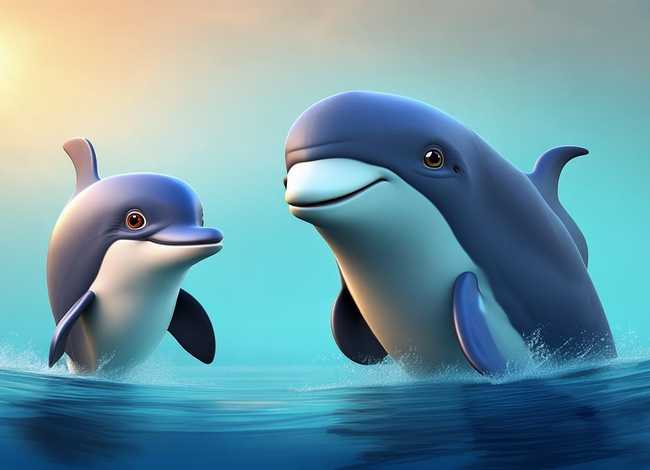 儿童故事海豚和鲸鱼，小海豚和大鲸鱼睡前故事