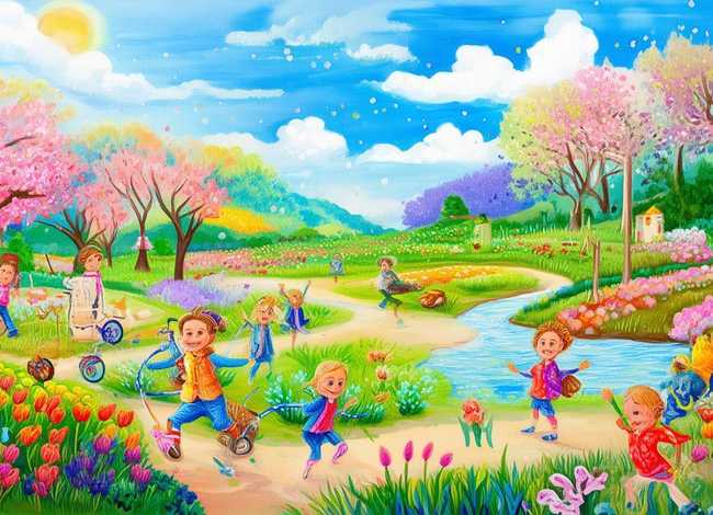 春天的故事儿童绘画；春天的故事幼儿绘画