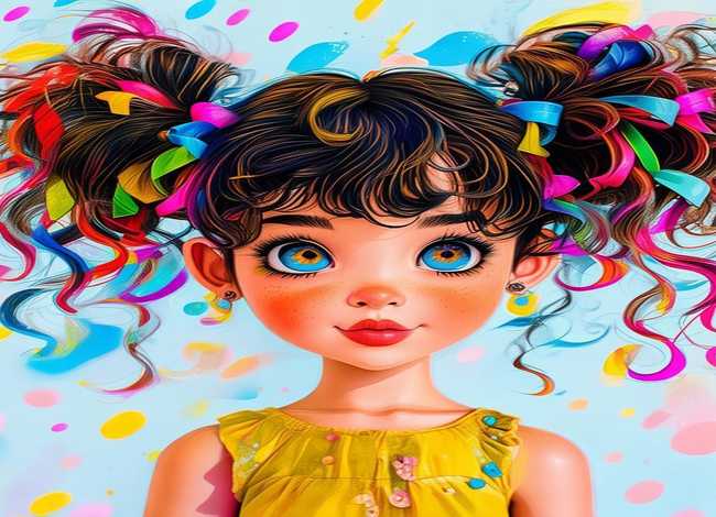 女孩发型儿童画 小女孩发型儿童画