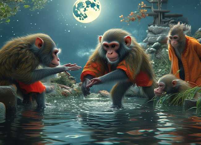 粤语儿童故事猴子捞月视频（猴子捞月寓言故事视频）