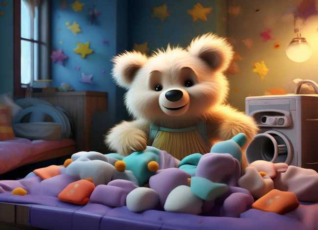 儿童睡前故事大笨熊洗袜子的故事，幼儿睡前故事洗袜子的小熊