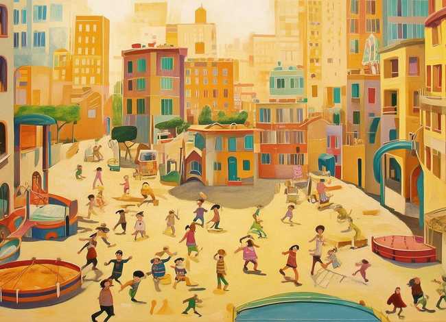 城市儿童画图片 - 城市幼儿图画