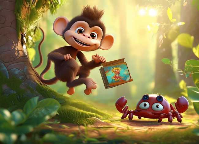 儿童故事在线听猴子和螃蟹，猴子和螃蟹绘本故事书