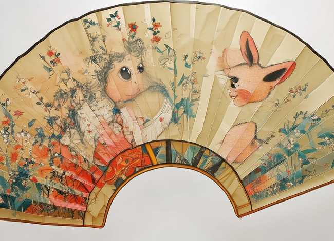 扇子画儿童动物、扇子画儿童动物图片 扇子画儿童动物、扇子画儿童动物图片