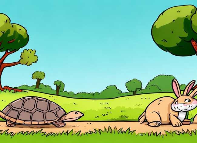 伊索寓言儿童画龟兔赛跑 - 伊索寓言龟兔赛跑简笔画