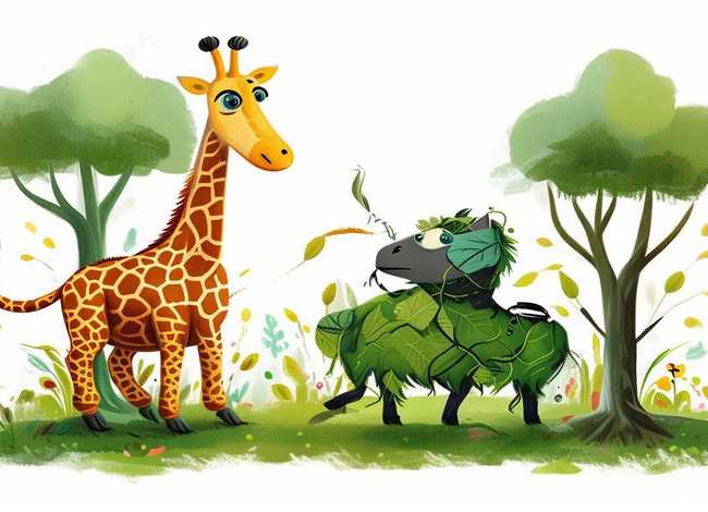 大灰狼和长颈鹿儿童故事、大灰狼和长劲鹿的故事