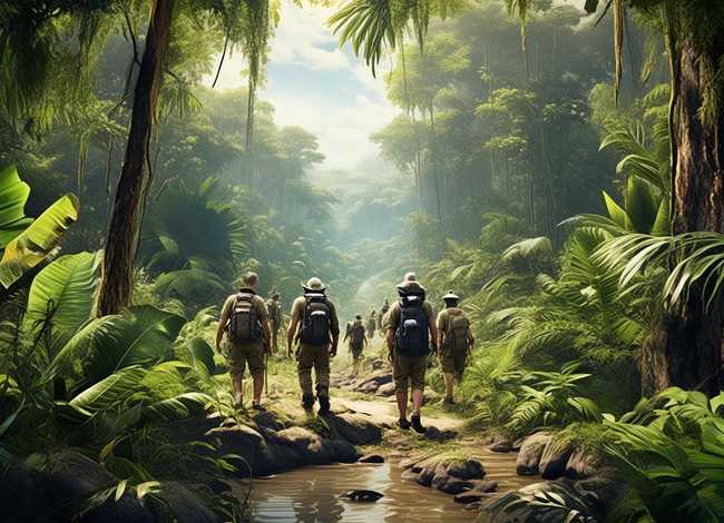 丛林探险插画、丛林探险插画图片