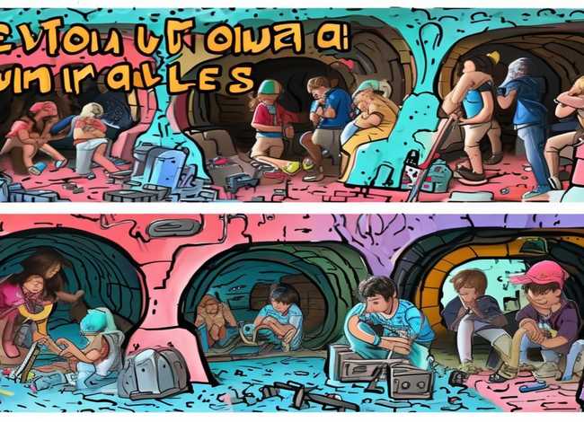 儿童革命地道战矢量图