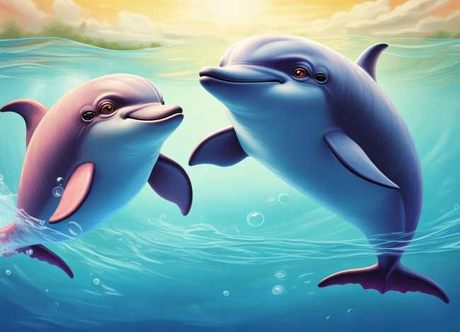 儿童故事海豚和小熊；小海豚和大海豚的故事