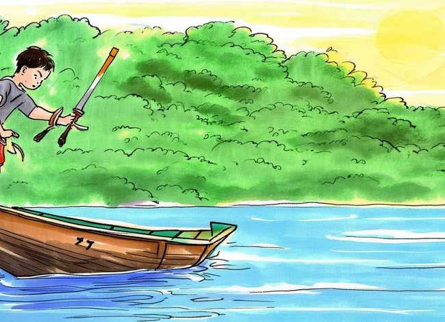 三年级刻舟求剑寓言故事怎么画（三年级寓言故事刻舟求剑手抄报）