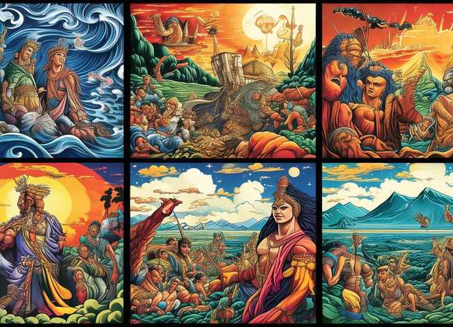 神话故事连环画手抄报，神话故事连环画手抄报6格图片