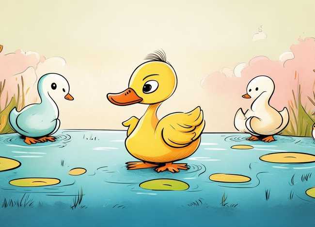 丑小鸭的故事儿童简笔画 - 丑小鸭的故事 简笔画