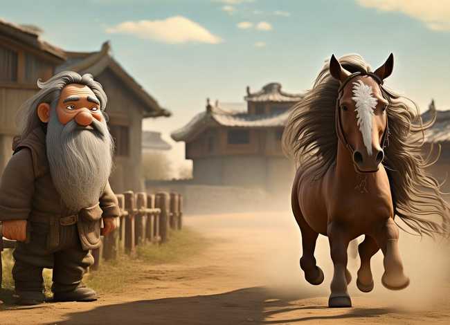 塞翁失马的儿童故事ppt，塞翁失马的故事动画