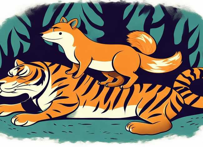 狐假虎威的故事和插图简笔画，狐假虎威的故事和插图简笔画图片