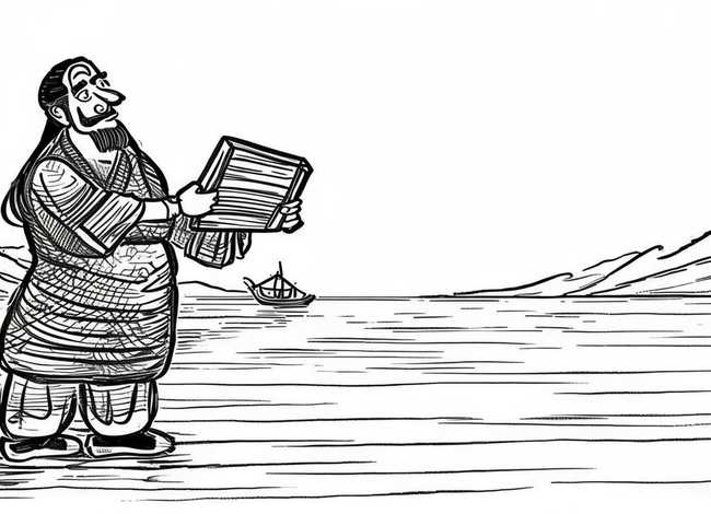 成语故事刻舟求剑简笔画可涂色、寓言故事刻舟求剑的简笔画