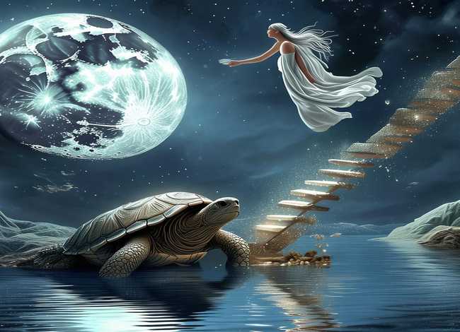 故事-嫦娥奔月；故事-嫦娥奔月vs灵龟望月富贵毛福梅