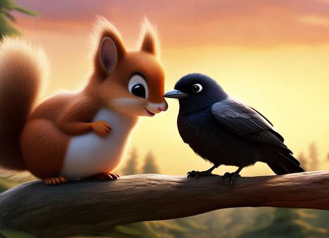 儿童故事小松鼠与小乌鸦 - 睡前故事小松鼠与小乌鸦