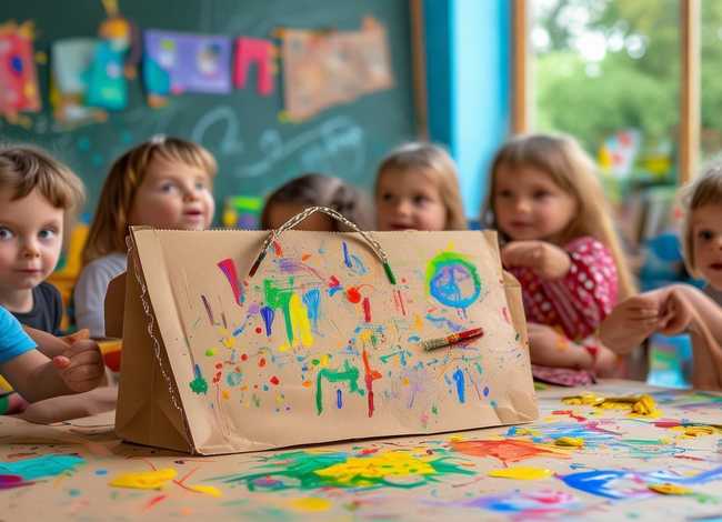 儿童故事纸袋画；纸袋儿童创意画