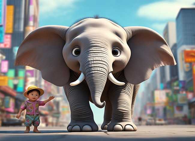 大象迷路的儿童故事；大象过马路的故事