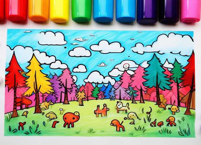 马克笔儿童画范本，马克笔儿童画 范本