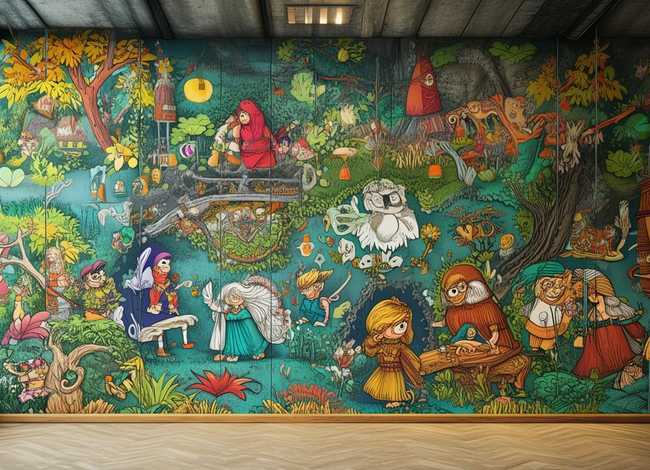 墙的故事绘本，绘本故事墙面