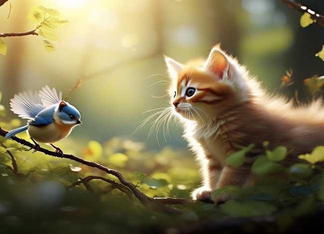 小猫咪的故事 - 山雀和小猫咪的故事