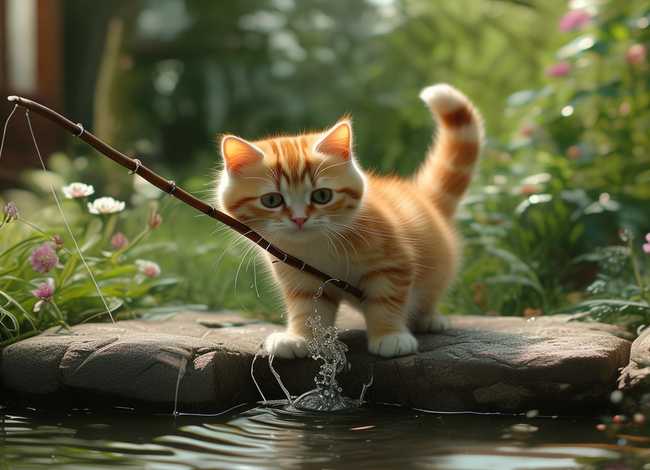 小花猫钓鱼故事；小花猫钓鱼的故事看图写话