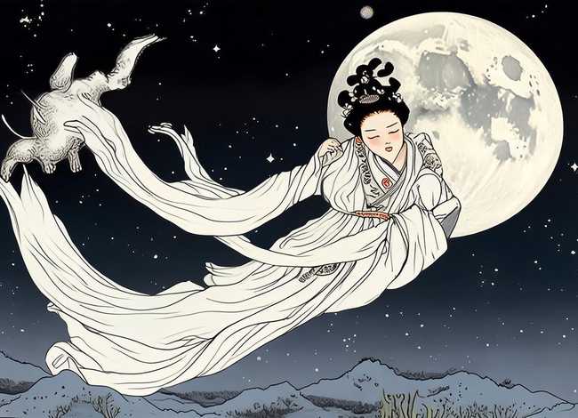 中国神话故事嫦娥奔月手抄报、中国神话故事嫦娥奔月手抄报a3纸