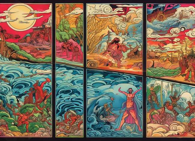 神话故事连环画手抄报，神话故事连环画手抄报6格图片