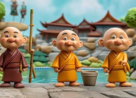 三个和尚故事儿童画 三个和尚故事简笔画