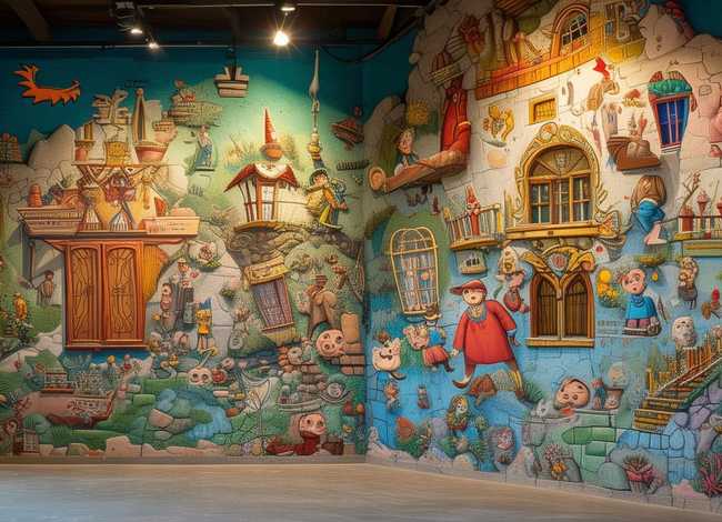 墙的故事绘本，绘本故事墙面