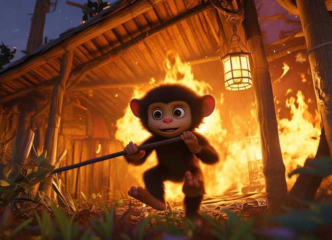 儿童睡前故事猴子家里着火；猴子故事睡前故事