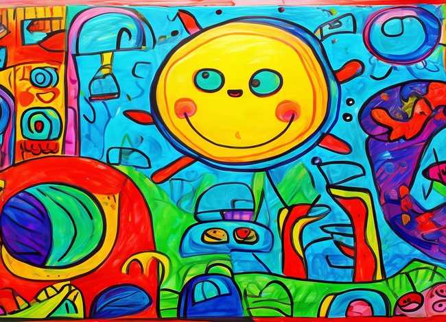 线条画儿童作品；线条画儿童作品图片