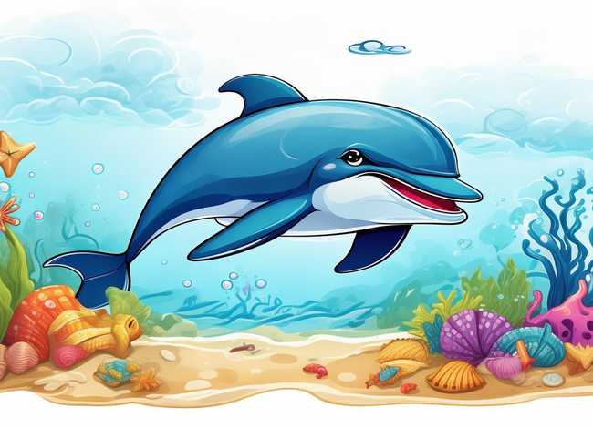 海豚儿童画，海豚儿童画图片大全