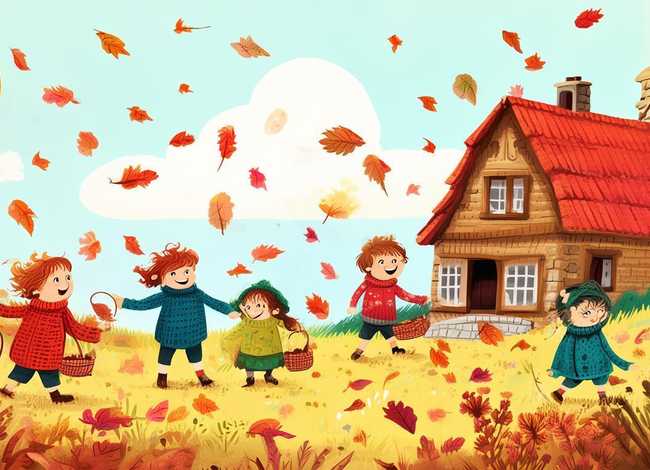 秋天的故事儿童画，秋天的故事绘画图本