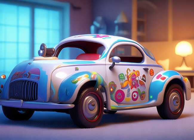 白色小汽车儿童故事，睡前故事彩色的小汽车