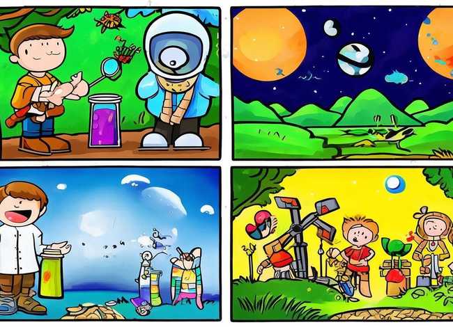 4格儿童简笔画科学故事;科学小故事简笔画 4格儿童简笔画科学故事;科学小故事简笔画