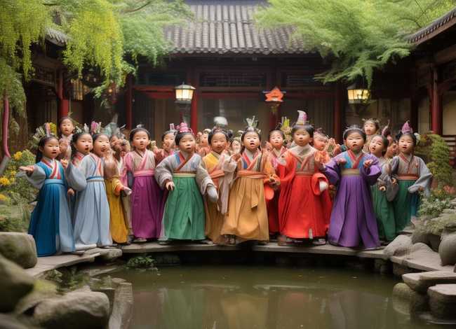 儿童国学汉服小故事表演；儿童汉服国学服